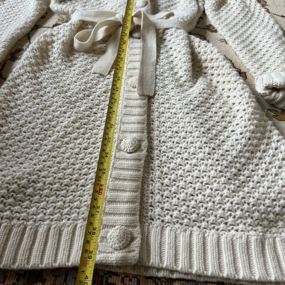 L.L. Bean Cream Wool blend Chunky Knit Cardigan Duster Sweater - Picture 5 of 7